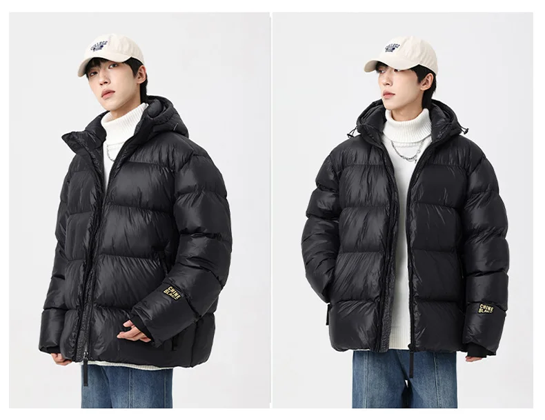 Men Winter Black Gold Parka Men Korean Style Hooded Thick Warm Parka Women Loose Fit Couple Outwear Cold Proof Winter Parkas