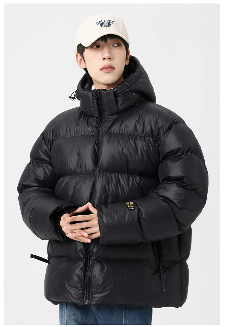 Men Winter Black Gold Parka Men Korean Style Hooded Thick Warm Parka Women Loose Fit Couple Outwear Cold Proof Winter Parkas