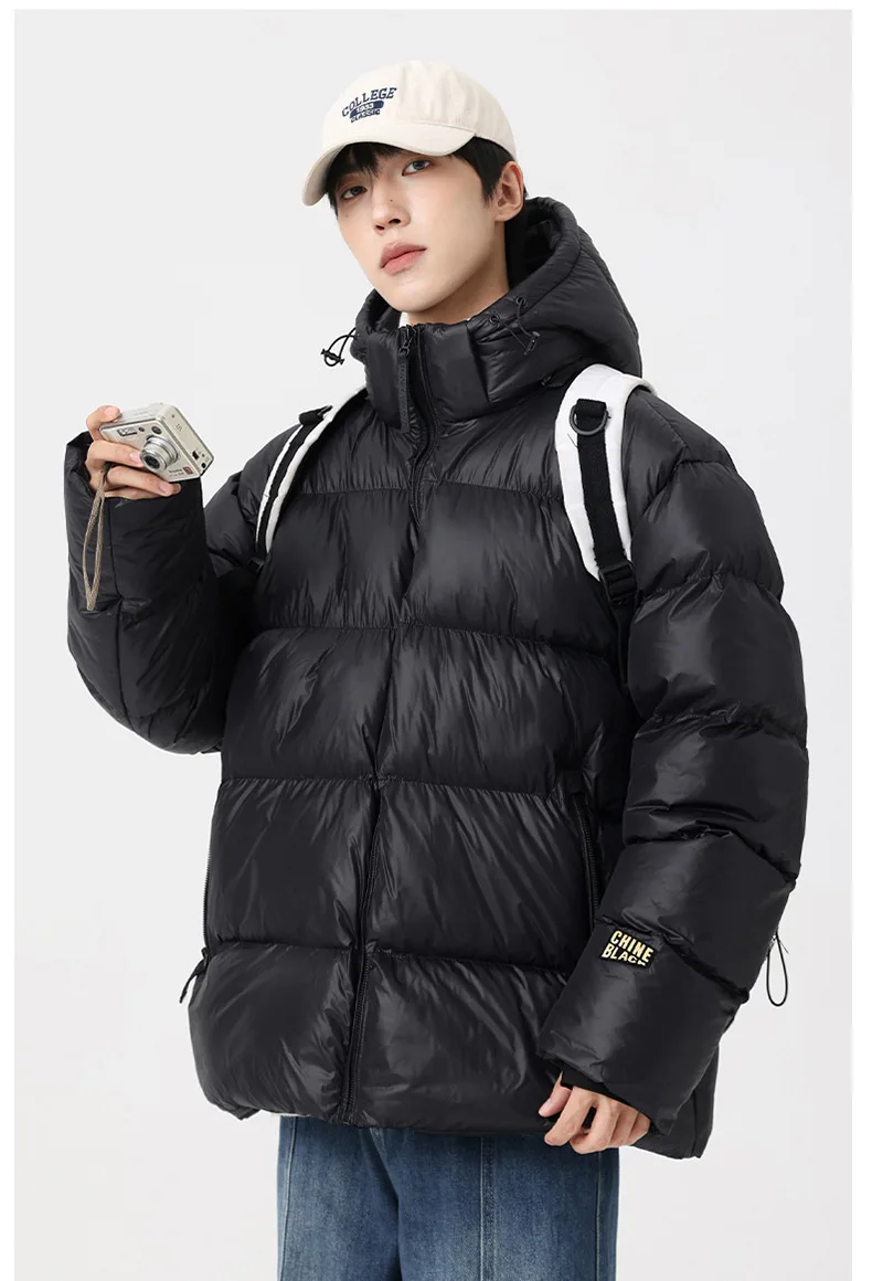 Men Winter Black Gold Parka Men Korean Style Hooded Thick Warm Parka Women Loose Fit Couple Outwear Cold Proof Winter Parkas