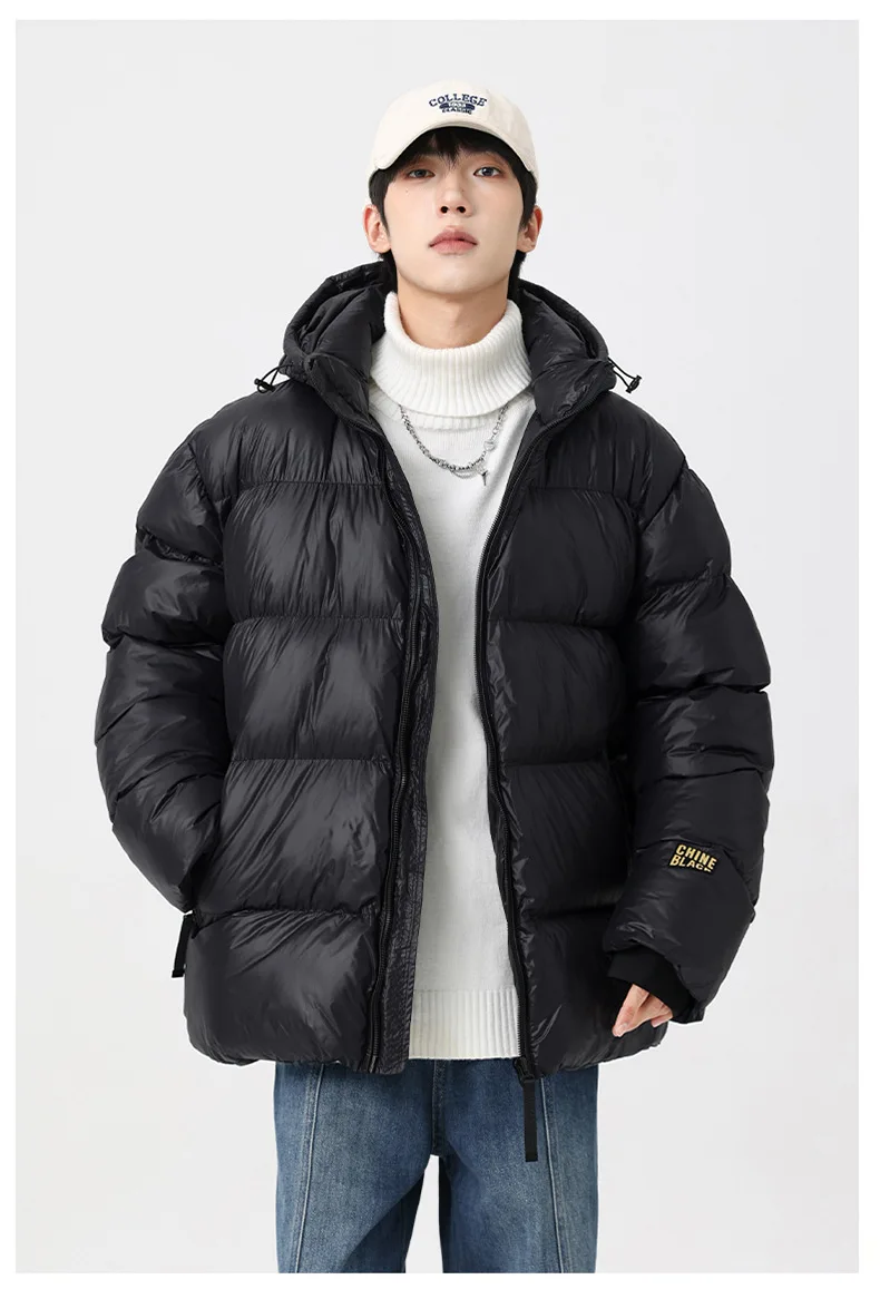 Men Winter Black Gold Parka Men Korean Style Hooded Thick Warm Parka Women Loose Fit Couple Outwear Cold Proof Winter Parkas