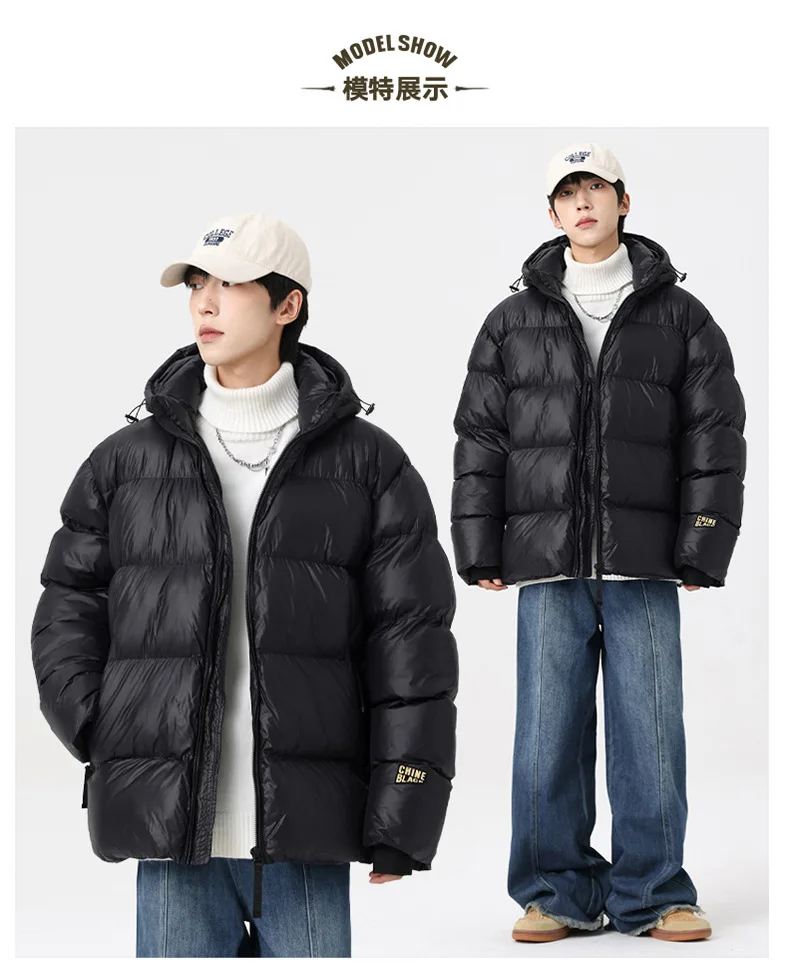 Men Winter Black Gold Parka Men Korean Style Hooded Thick Warm Parka Women Loose Fit Couple Outwear Cold Proof Winter Parkas