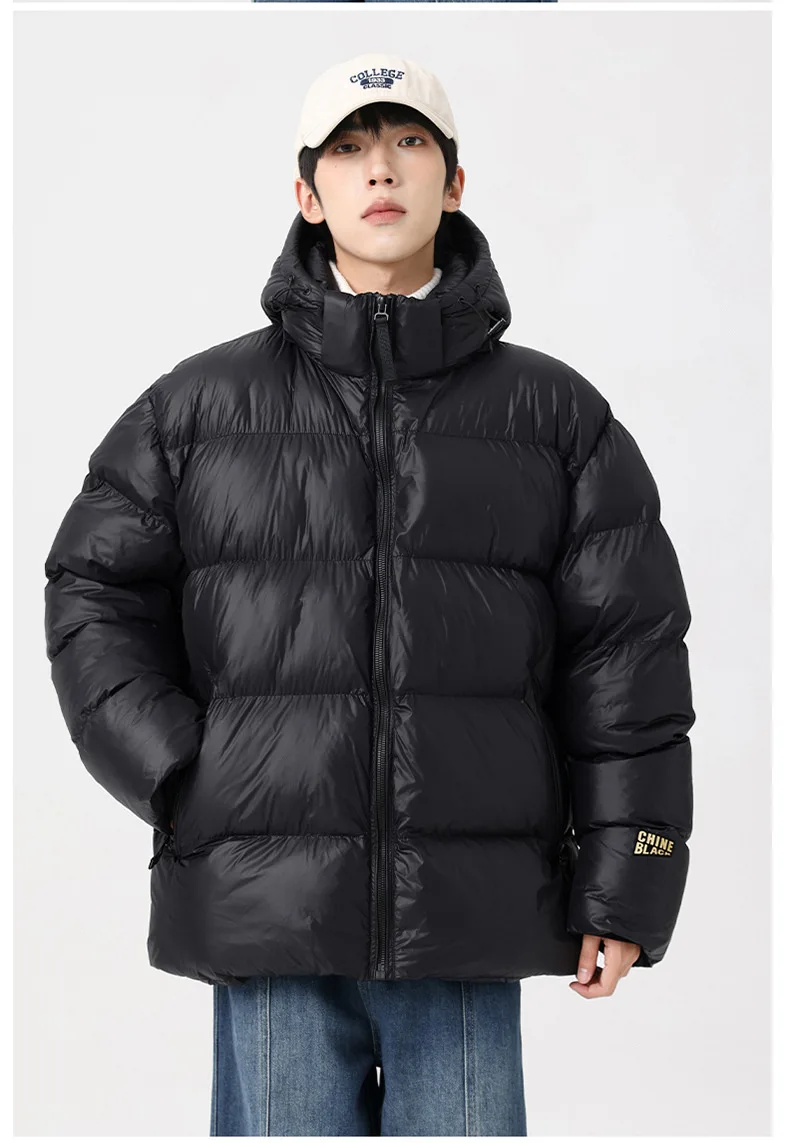 Men Winter Black Gold Parka Men Korean Style Hooded Thick Warm Parka Women Loose Fit Couple Outwear Cold Proof Winter Parkas