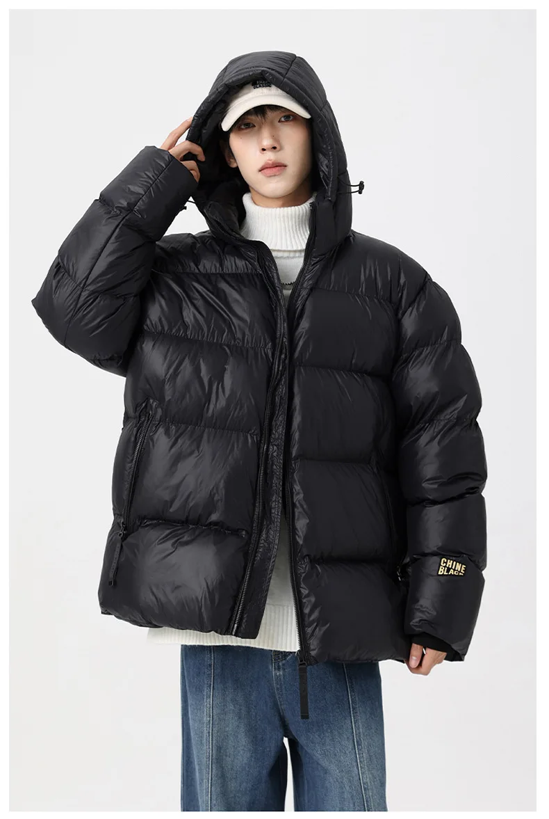 Men Winter Black Gold Parka Men Korean Style Hooded Thick Warm Parka Women Loose Fit Couple Outwear Cold Proof Winter Parkas