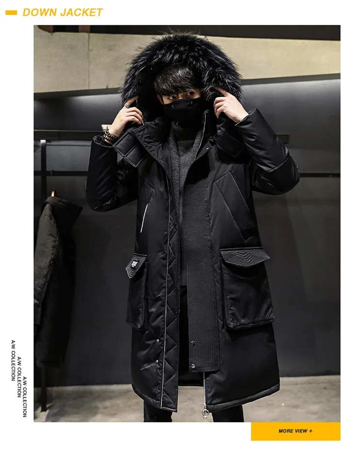 Brand New High Quality Big Fur Collar Mens Parkas Windproof Cold Resistant Multi Pocket High Quality Ski Suit Warm Mens Parkas