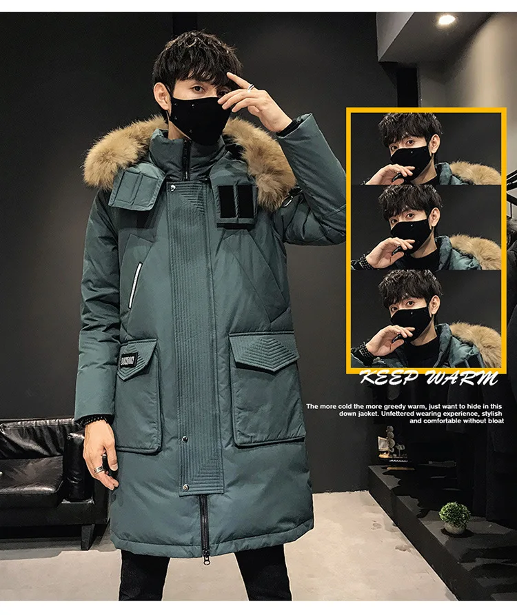 Brand New High Quality Big Fur Collar Mens Parkas Windproof Cold Resistant Multi Pocket High Quality Ski Suit Warm Mens Parkas