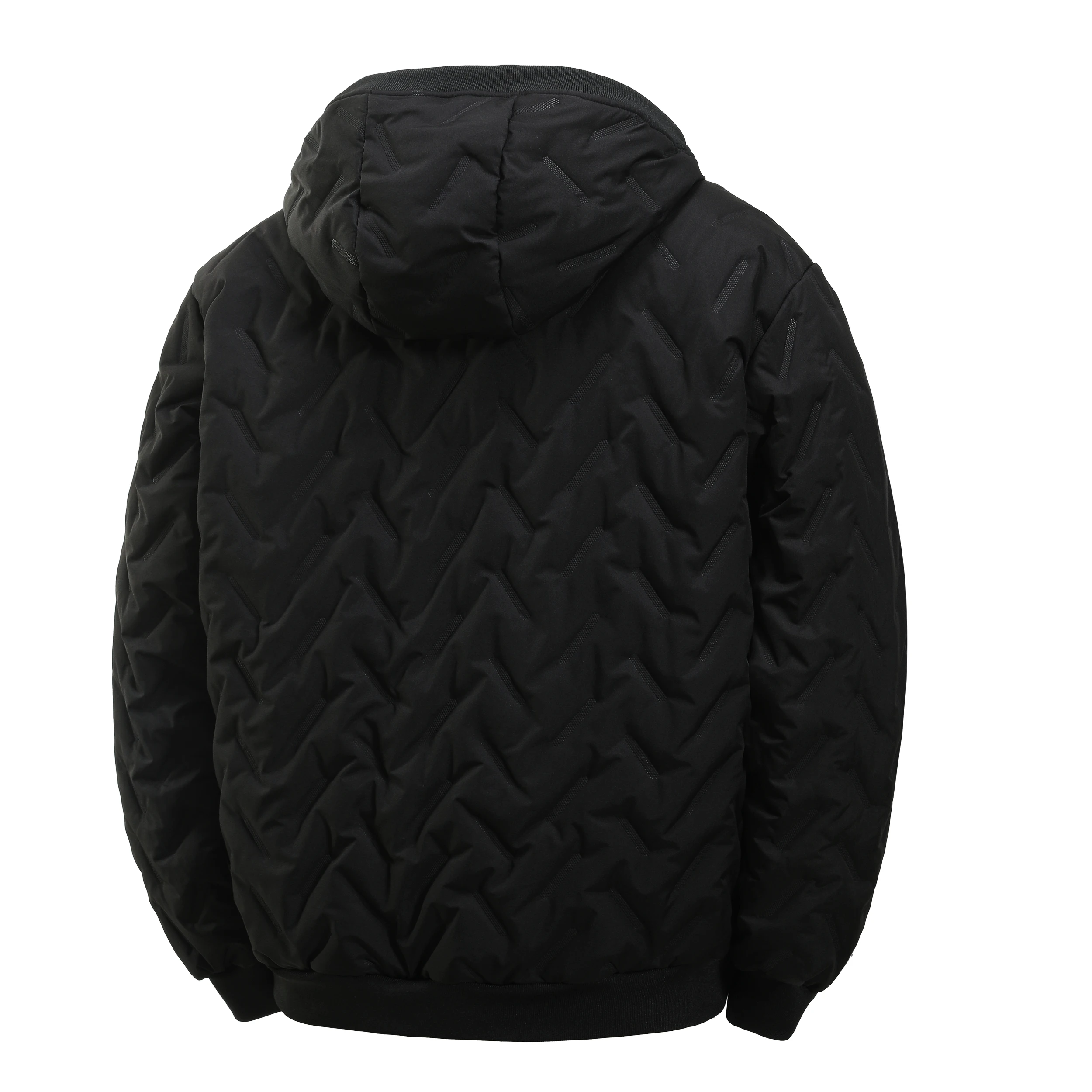 Winter Mens Ultrasonic Embossed Hooded Parkas Thick Lamb Fleece Liner Light Windproof Warm Parkas Loose Casual Versatile Coat