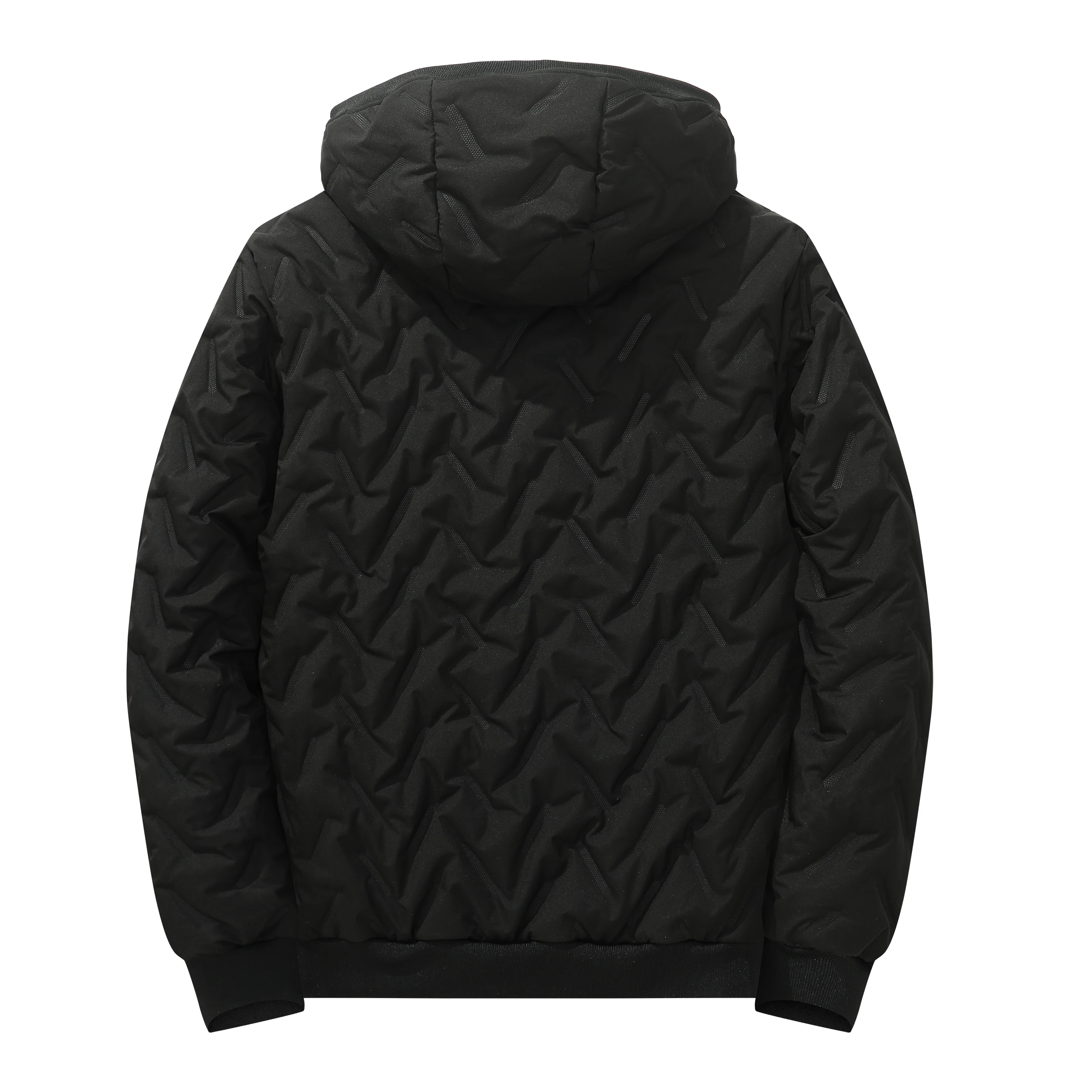 Winter Mens Ultrasonic Embossed Hooded Parkas Thick Lamb Fleece Liner Light Windproof Warm Parkas Loose Casual Versatile Coat
