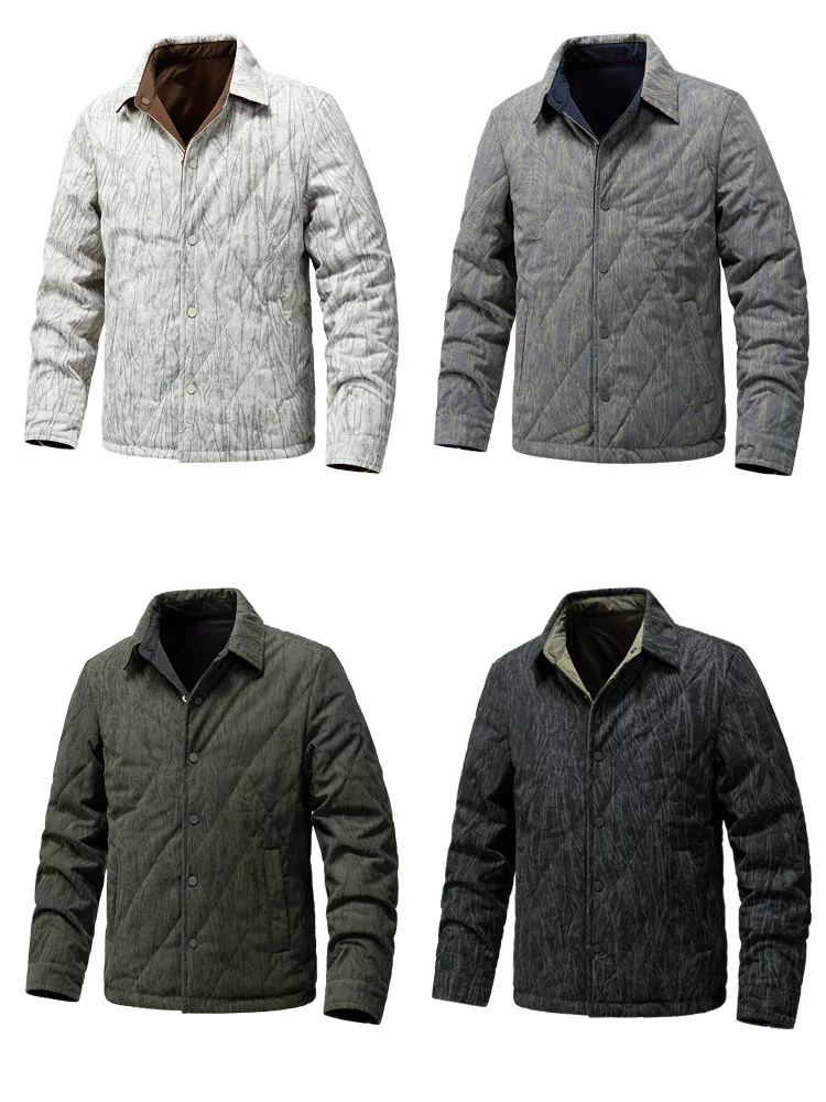 Autumn Winter New Fashion Men Turn-down Collar Long Sleeve Plus Size Casual Trendy Simple Basic Loose Parkas Male Coats Tops