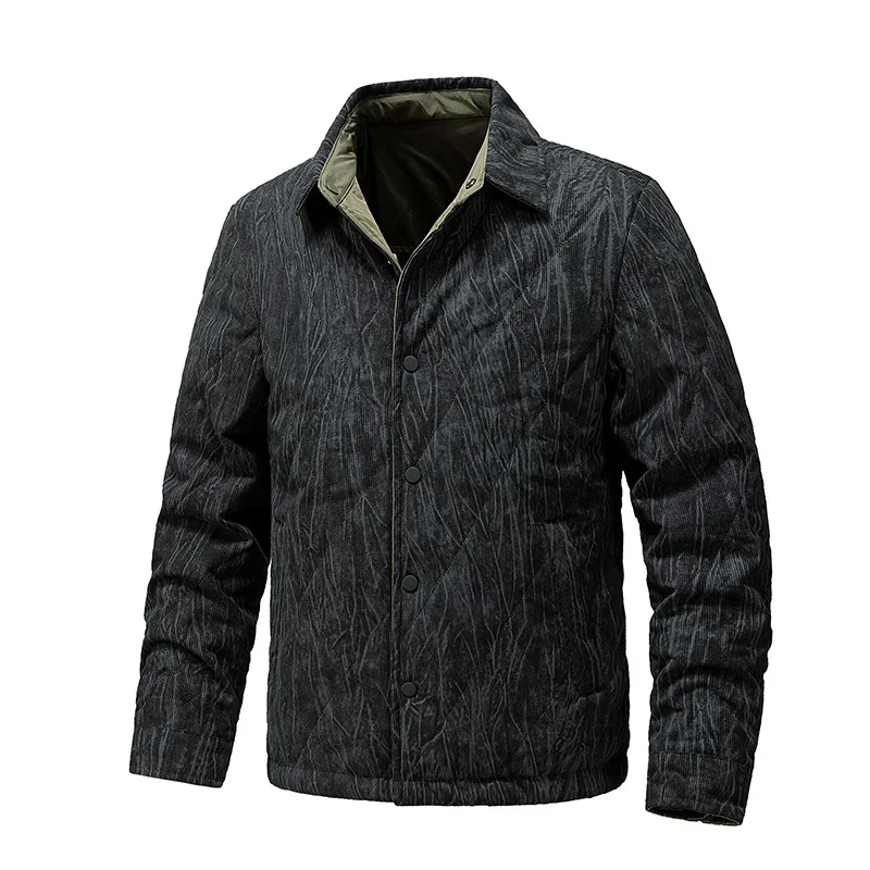 Autumn Winter New Fashion Men Turn-down Collar Long Sleeve Plus Size Casual Trendy Simple Basic Loose Parkas Male Coats Tops