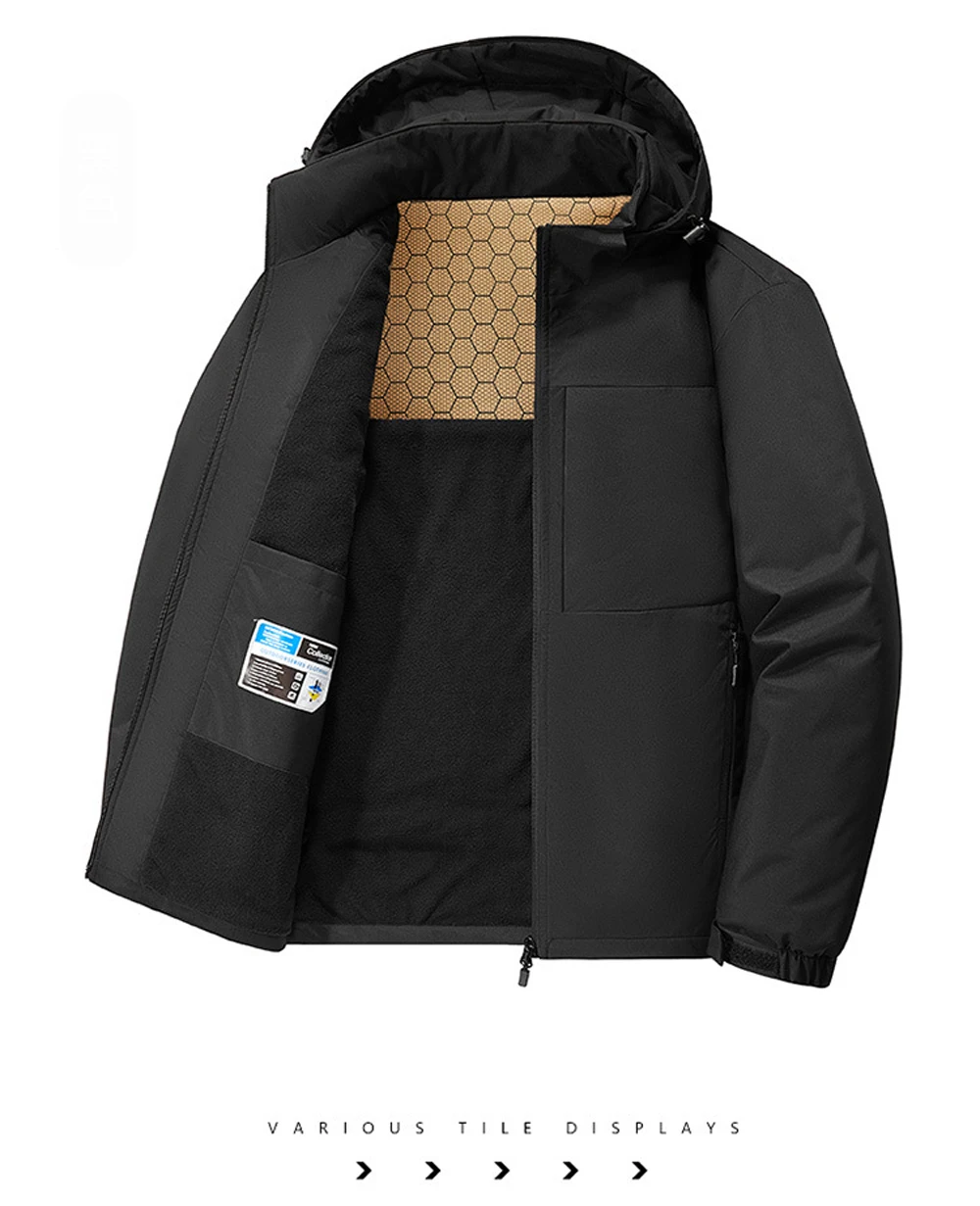 Winter Men's Warm Cargo Hooded Parkas Coats Outdoor Men Windbreaker Waterproof Coats Classic Men Thermal Workwear Padded Jackets