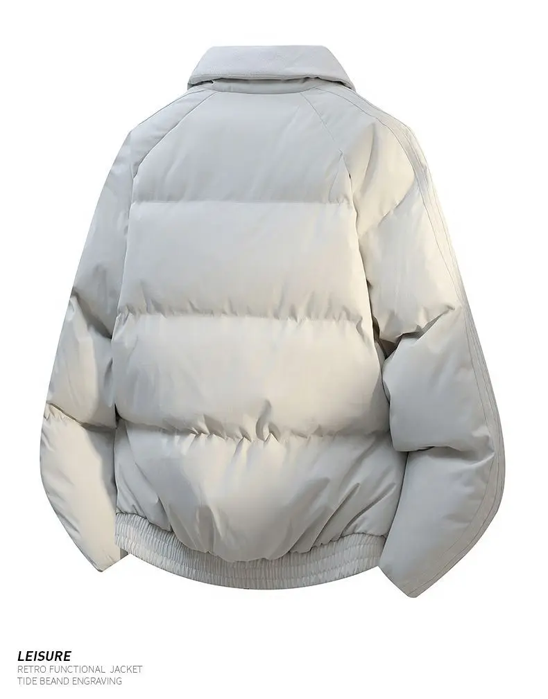 2026 New Lapels Cotton-padded Jackets Men's Winter Solid Color Casual Warm Overcoats Male Long Sleeve Bread Coats C916
