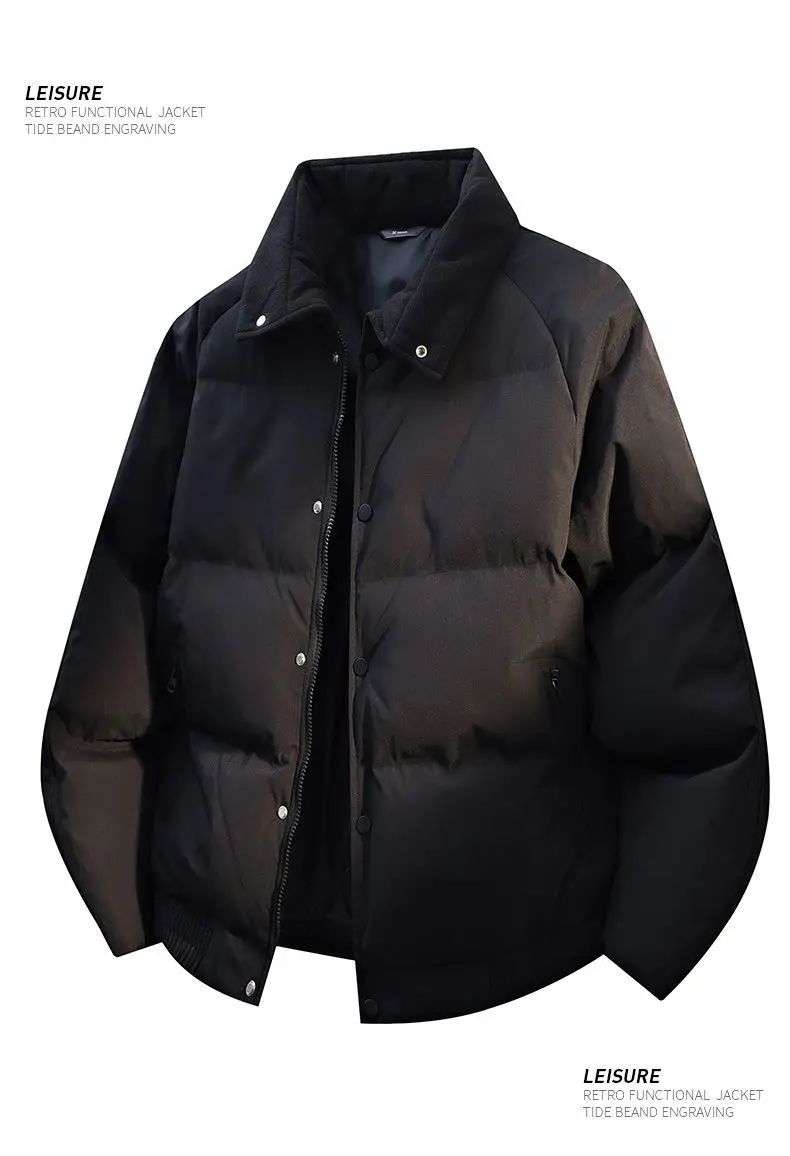 2026 New Lapels Cotton-padded Jackets Men's Winter Solid Color Casual Warm Overcoats Male Long Sleeve Bread Coats C916