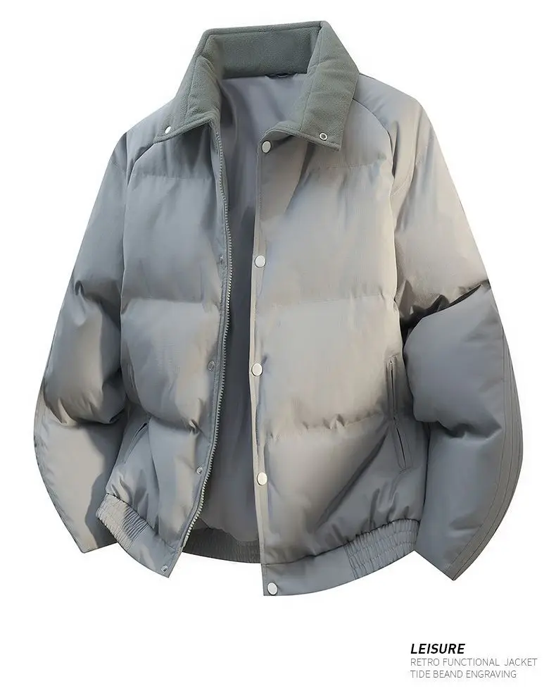 2026 New Lapels Cotton-padded Jackets Men's Winter Solid Color Casual Warm Overcoats Male Long Sleeve Bread Coats C916