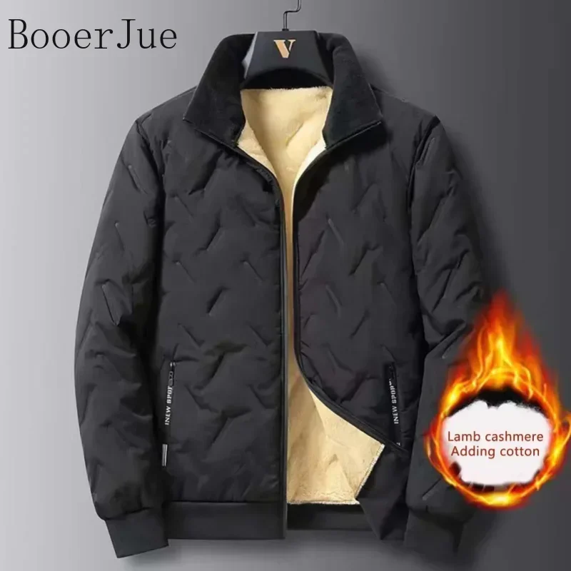 Men's Outerwear Cropped Woolen Parka Coat Autumn Warm Bomber Jacket Winter Thickened Fleece Jackets for Men Windproof Snow Coats