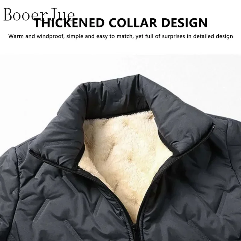 Men's Outerwear Cropped Woolen Parka Coat Autumn Warm Bomber Jacket Winter Thickened Fleece Jackets for Men Windproof Snow Coats