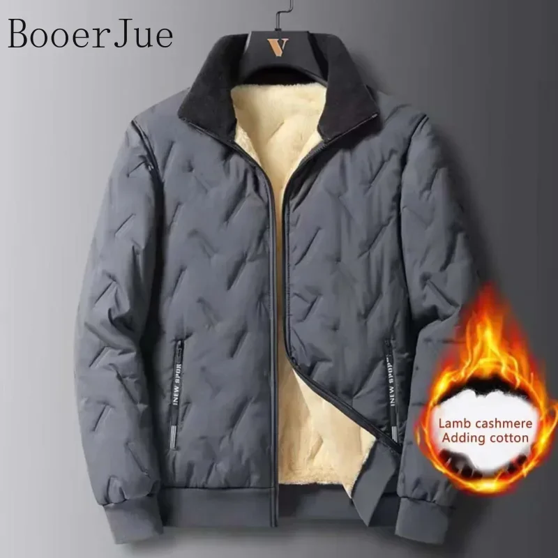 Men's Outerwear Cropped Woolen Parka Coat Autumn Warm Bomber Jacket Winter Thickened Fleece Jackets for Men Windproof Snow Coats