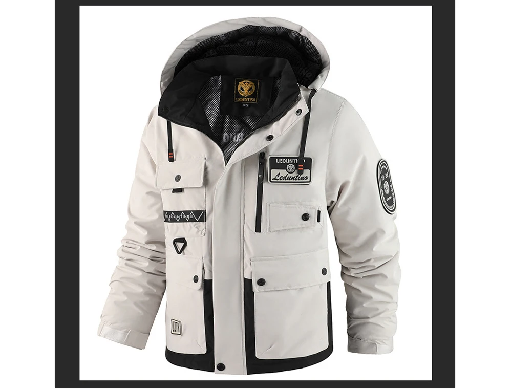 Winter Men's Mountain Ski Parkas Fashion Men Cotton Warm Down Padded Fashion Men Hiking Thermal Windbreaker Hooded Jacket