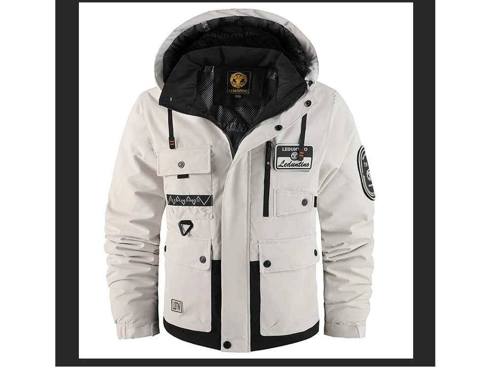 Winter Men's Mountain Ski Parkas Fashion Men Cotton Warm Down Padded Fashion Men Hiking Thermal Windbreaker Hooded Jacket