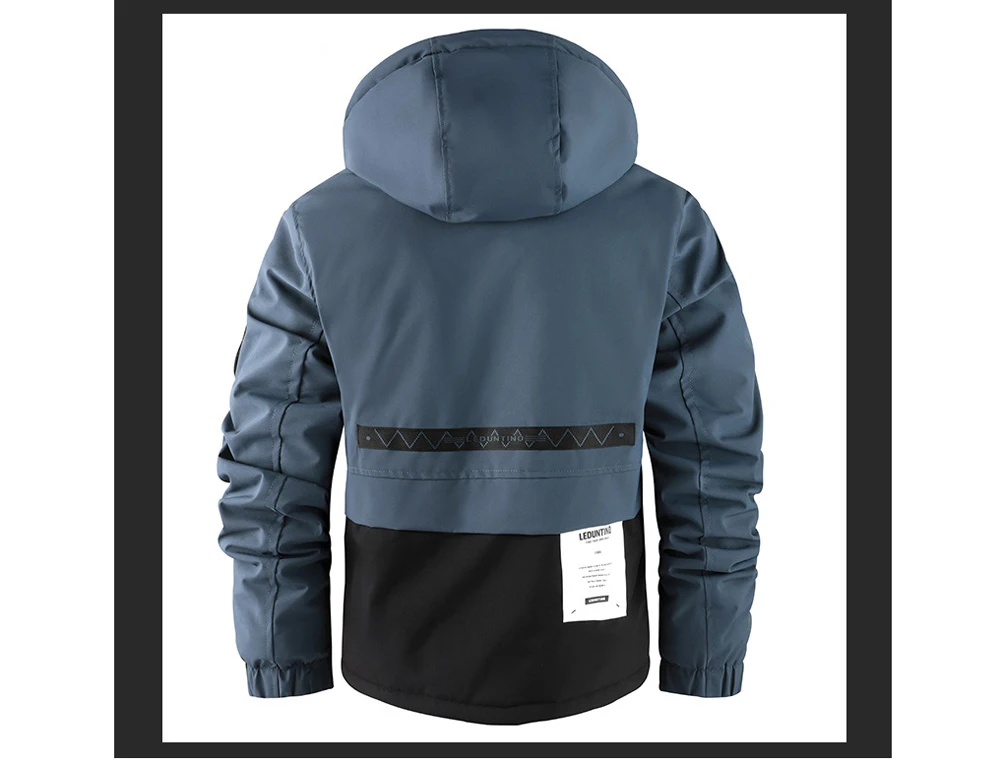 Winter Men's Mountain Ski Parkas Fashion Men Cotton Warm Down Padded Fashion Men Hiking Thermal Windbreaker Hooded Jacket