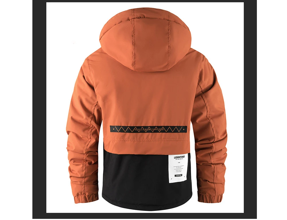 Winter Men's Mountain Ski Parkas Fashion Men Cotton Warm Down Padded Fashion Men Hiking Thermal Windbreaker Hooded Jacket