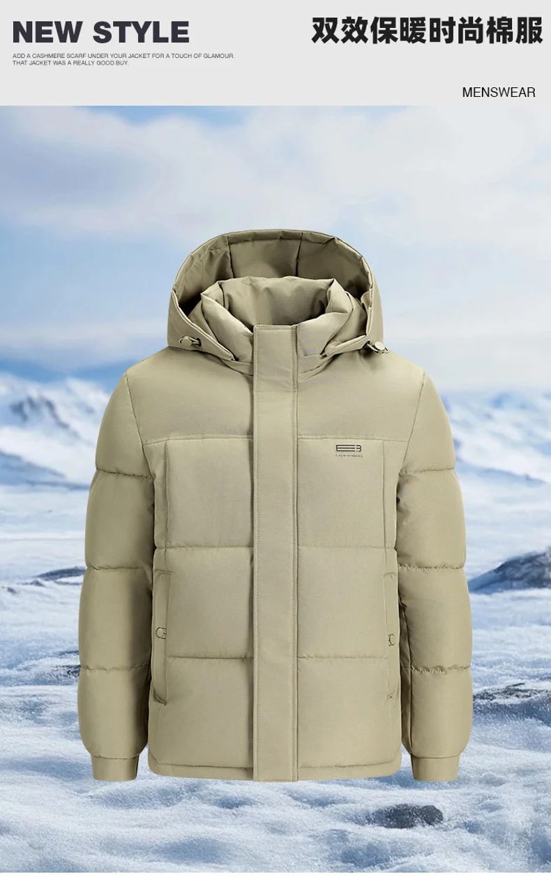 Winter Business Casual Men Parkas Coats All-match Thicken Warm Male Clothes Outdoor Windproof Cotton Jackets Hooded Comfortable