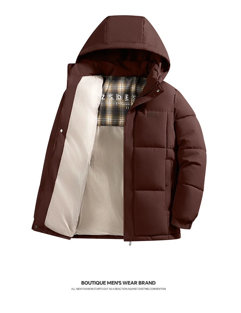 Winter Business Casual Men Parkas Coats All-match Thicken Warm Male Clothes Outdoor Windproof Cotton Jackets Hooded Comfortable