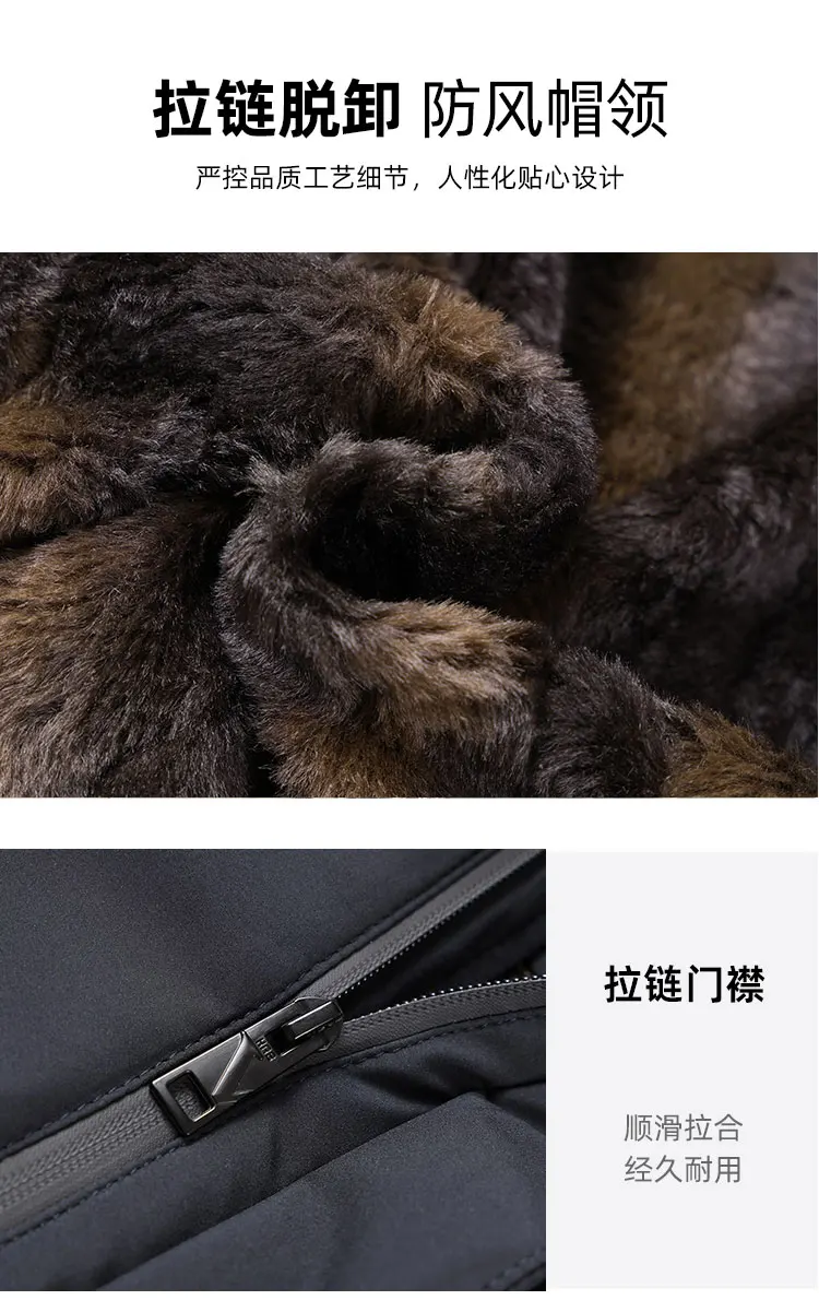 Middle Aged Mens Winter Dad Outfit Business Casual Faux Fur Collar Fashion Versatile Fleece Thick Cotton Padded Jacket Warm