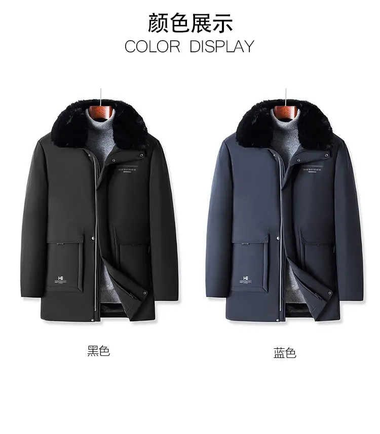 Middle Aged Mens Winter Dad Outfit Business Casual Faux Fur Collar Fashion Versatile Fleece Thick Cotton Padded Jacket Warm
