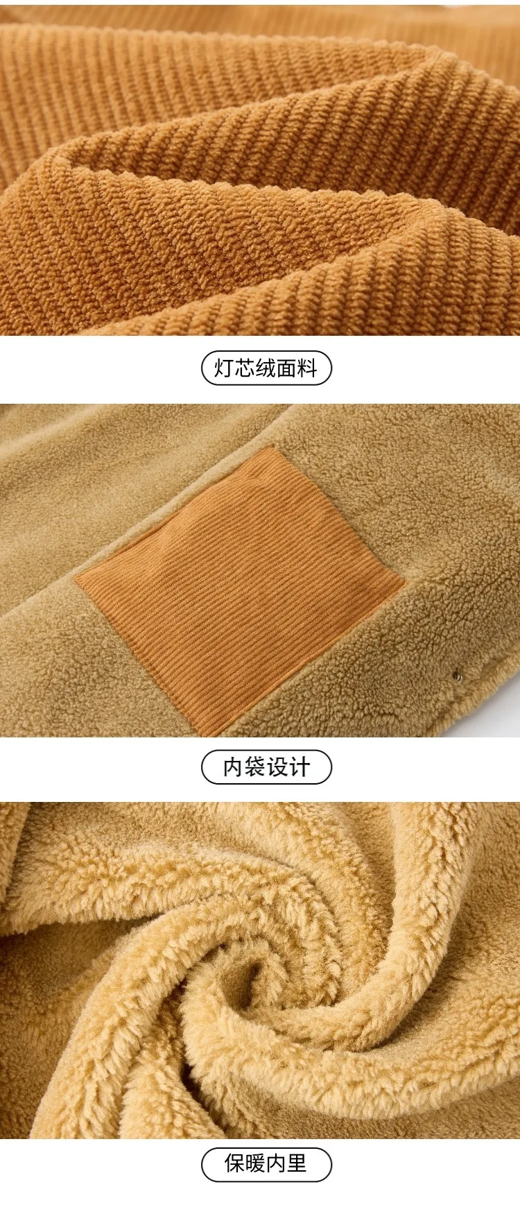 Men's Corduroy Hooded Cotton Clothes Autumn Winter Fashion Trendy Brand Comfortable Warm Clothing