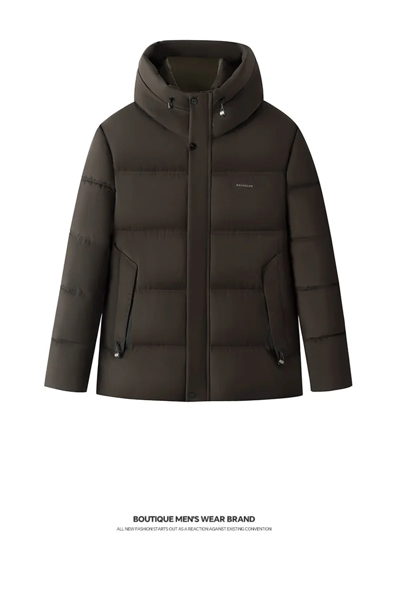 Winter New Style Business Casual Men Parkas Solid Color All-match Outerwear Hooded Windproof Warm Male Clothes Fashion Thicken