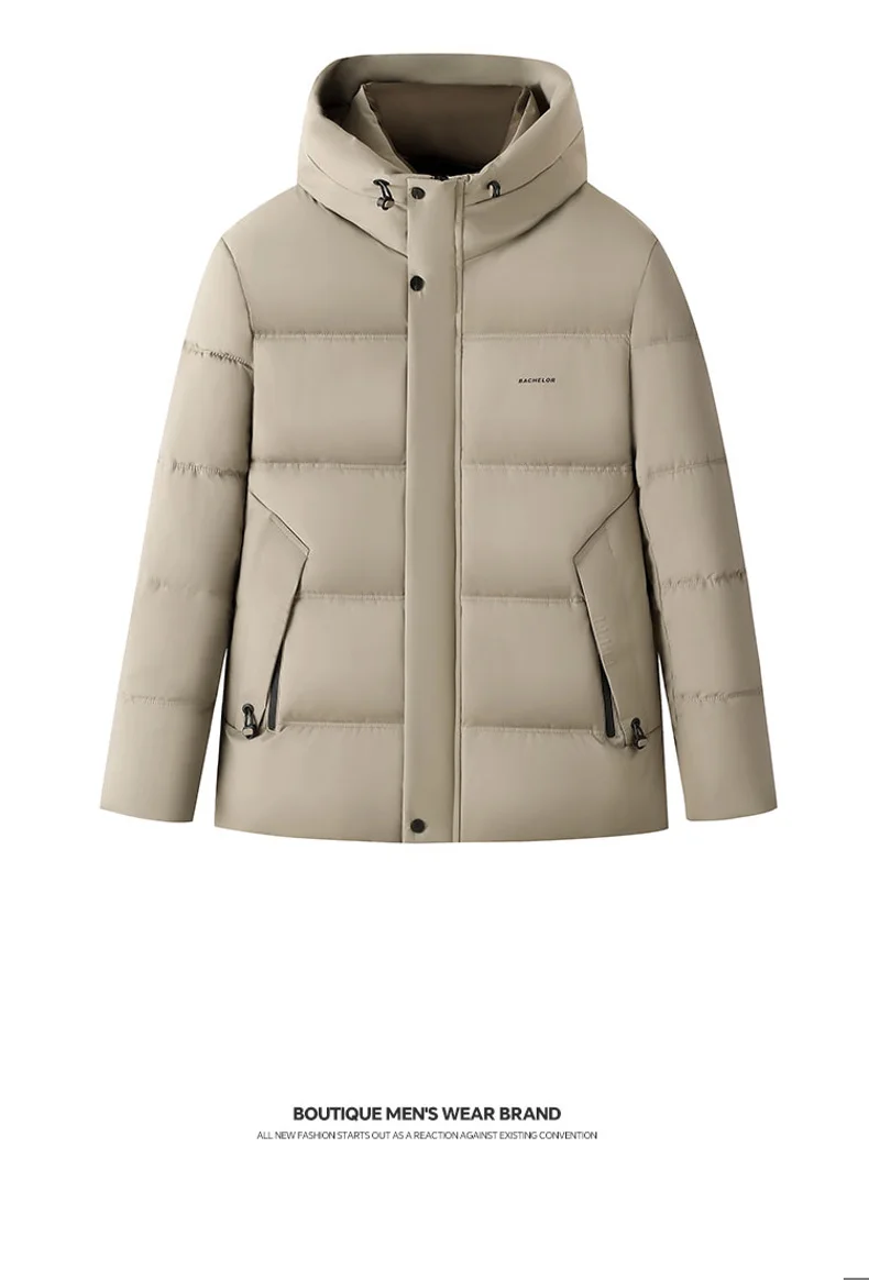 Winter New Style Business Casual Men Parkas Solid Color All-match Outerwear Hooded Windproof Warm Male Clothes Fashion Thicken