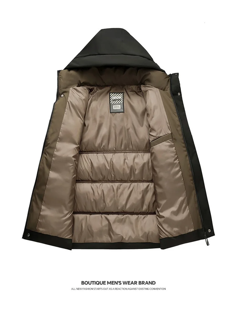 Winter New Style Business Casual Men Parkas Solid Color All-match Outerwear Hooded Windproof Warm Male Clothes Fashion Thicken