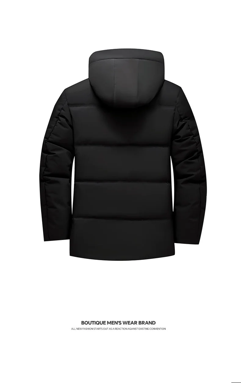 Winter New Style Business Casual Men Parkas Solid Color All-match Outerwear Hooded Windproof Warm Male Clothes Fashion Thicken