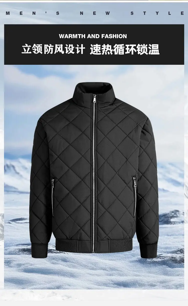AutumnWinter Fashion Solid Color American Style Sporty Thickened Warm Windproof Cotton Jacket Men's Casual Loose Plus Size Coat