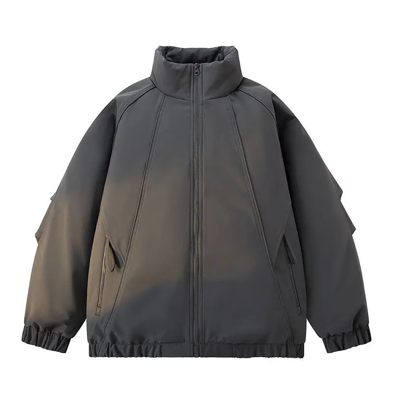 2026 New Loose Cotton-padded Clothes Coats for Men Solid Color Warm Loose Jackets Male Leisure High Street Sports Parkas C976