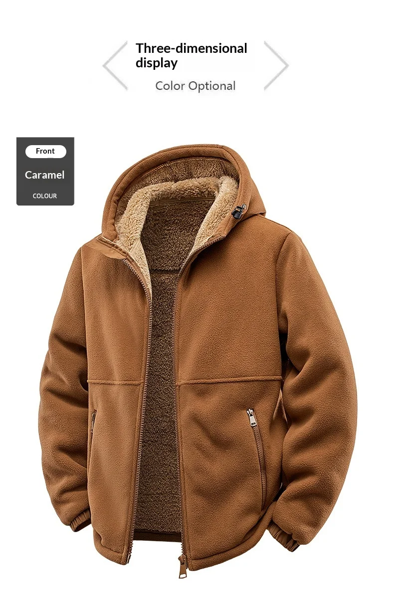 Men's-Hooded-Fleece-Jacket-Thick-Sherpa-Lined-Coat-Elastic-Cuffs-Zipper-Pockets-Windproof-Warm-Winter-Outdoor-Casual-Outerwear