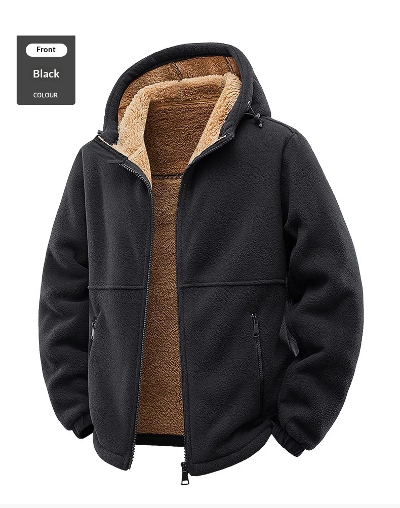 Men's-Hooded-Fleece-Jacket-Thick-Sherpa-Lined-Coat-Elastic-Cuffs-Zipper-Pockets-Windproof-Warm-Winter-Outdoor-Casual-Outerwear