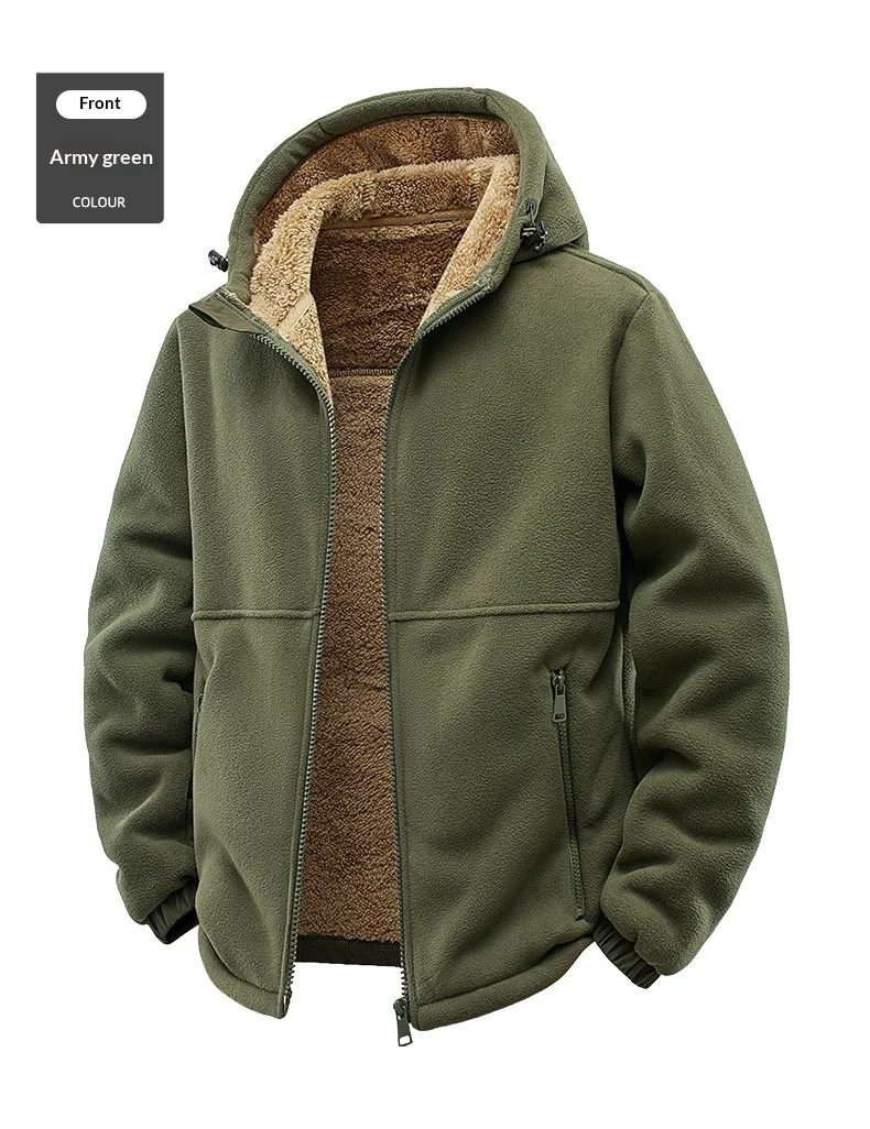 Men's-Hooded-Fleece-Jacket-Thick-Sherpa-Lined-Coat-Elastic-Cuffs-Zipper-Pockets-Windproof-Warm-Winter-Outdoor-Casual-Outerwear