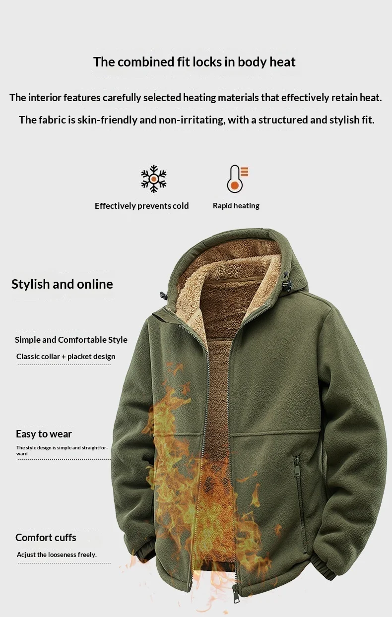 Men's-Hooded-Fleece-Jacket-Thick-Sherpa-Lined-Coat-Elastic-Cuffs-Zipper-Pockets-Windproof-Warm-Winter-Outdoor-Casual-Outerwear