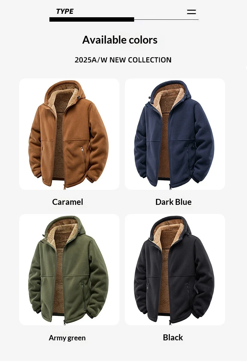 Men's-Hooded-Fleece-Jacket-Thick-Sherpa-Lined-Coat-Elastic-Cuffs-Zipper-Pockets-Windproof-Warm-Winter-Outdoor-Casual-Outerwear