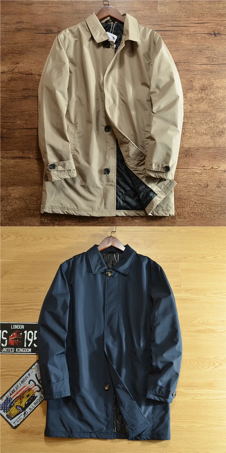 Men's Cotton Padded Winter Jacket European American Style Casual Retro Windproof Waterproof Long Sleeved Cardigan Windbreaker