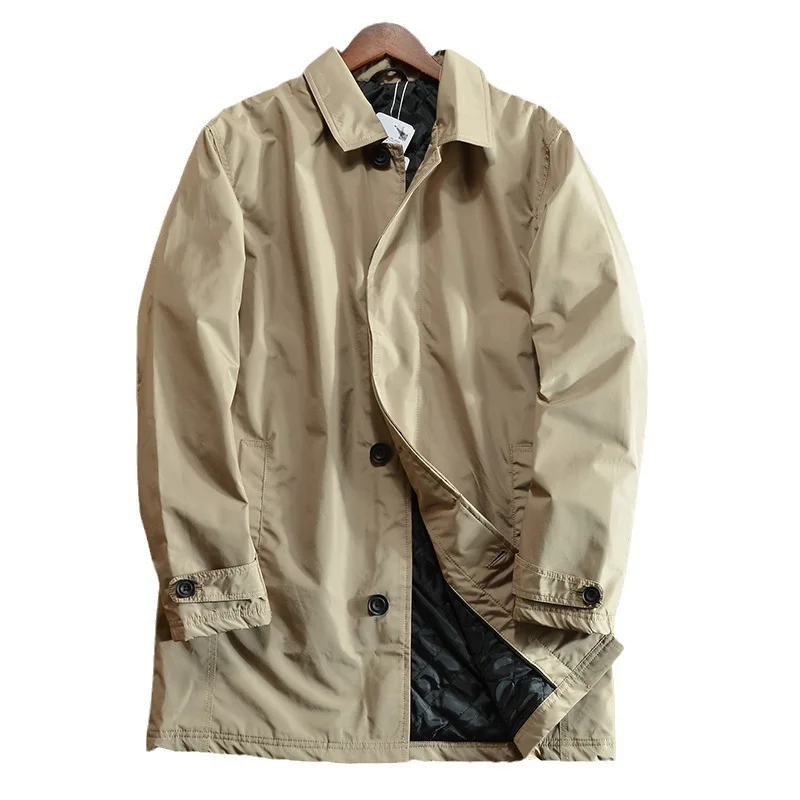Men's Cotton Padded Winter Jacket European American Style Casual Retro Windproof Waterproof Long Sleeved Cardigan Windbreaker