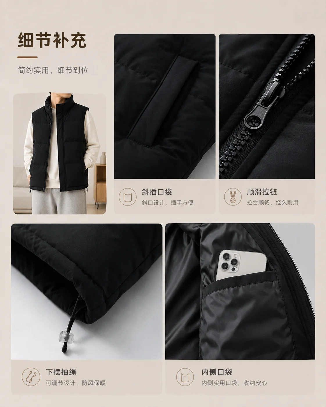 Men' Sleeveless Vest Jackets Winter Fashion Male Cotton-Padded Vest Coats Men Stand Collar Windproof Vest Winter Waistcoats