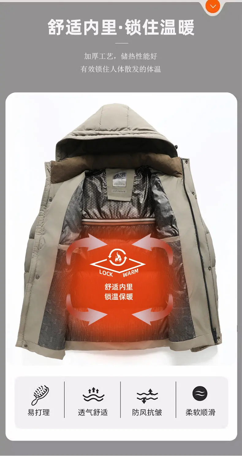 2026 men's thick hooded cotton coat for autumn/winter men new youth casual anti-cold and warm thicken outerwear size L-5XL