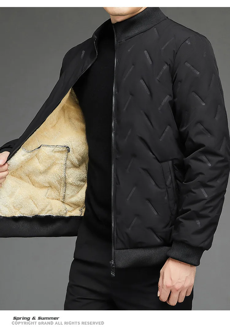 Men Business Parkas Stand Collar Lamb Fleece Winter Parkas Wind Cold Proof Down Coat Fleece Thick High Quality Casual Parkas