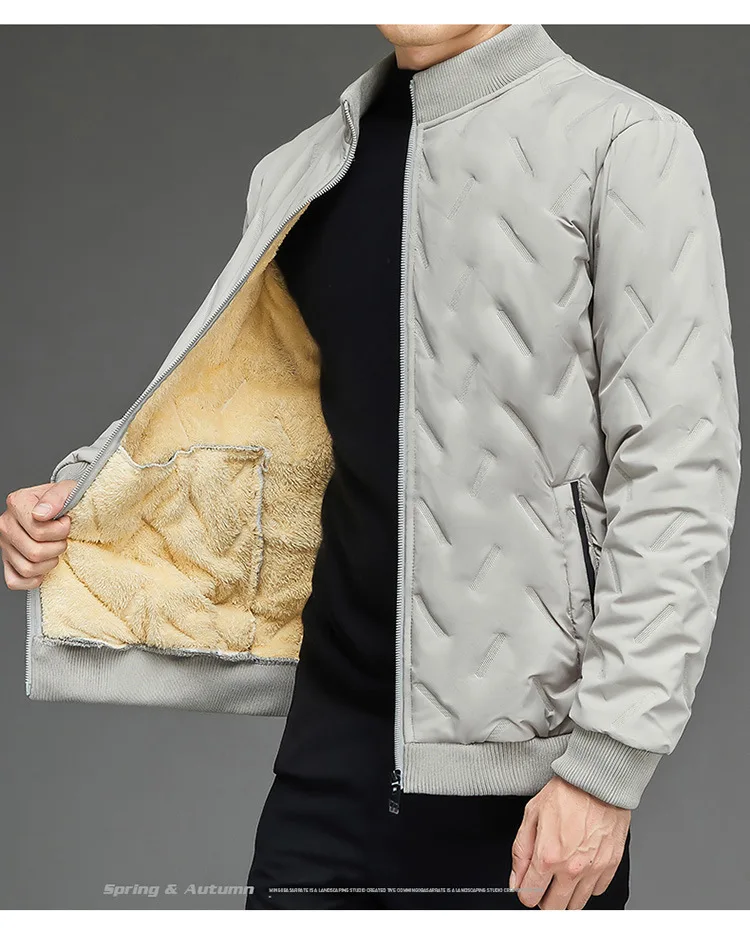 Men Business Parkas Stand Collar Lamb Fleece Winter Parkas Wind Cold Proof Down Coat Fleece Thick High Quality Casual Parkas