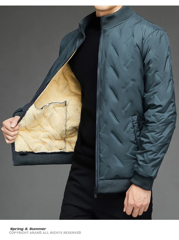 Men Business Parkas Stand Collar Lamb Fleece Winter Parkas Wind Cold Proof Down Coat Fleece Thick High Quality Casual Parkas