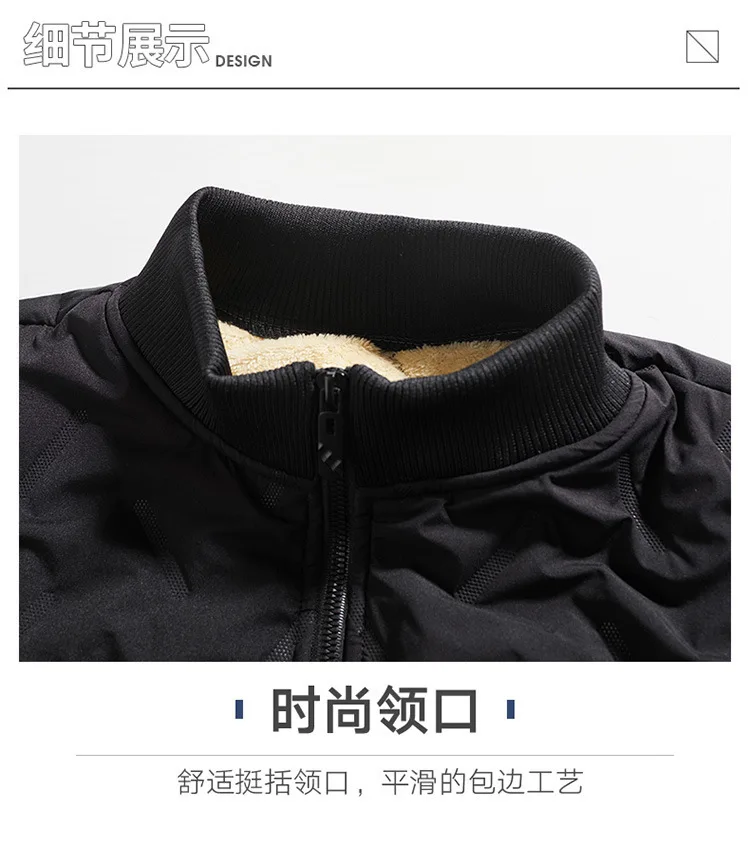 Men Business Parkas Stand Collar Lamb Fleece Winter Parkas Wind Cold Proof Down Coat Fleece Thick High Quality Casual Parkas