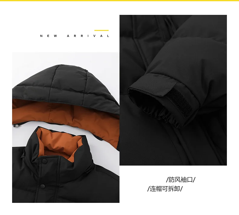 2026 New Plus-Size L-5XL Men's Cotton Coat with Removable Hat Autumn Outerwear solid thicken warm  coat youth winter jacket