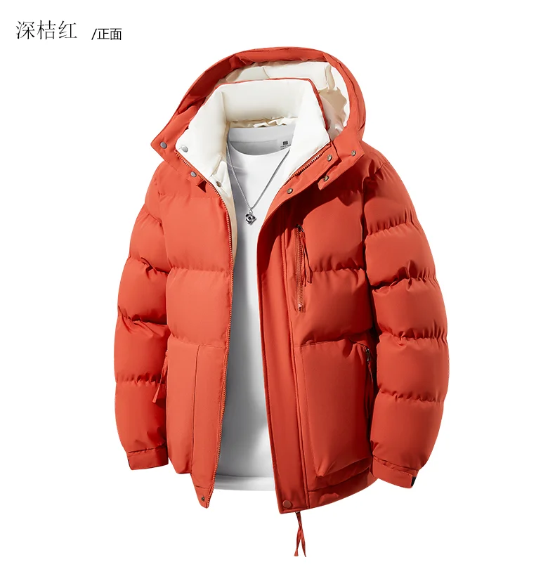 2026 New Plus-Size L-5XL Men's Cotton Coat with Removable Hat Autumn Outerwear solid thicken warm  coat youth winter jacket